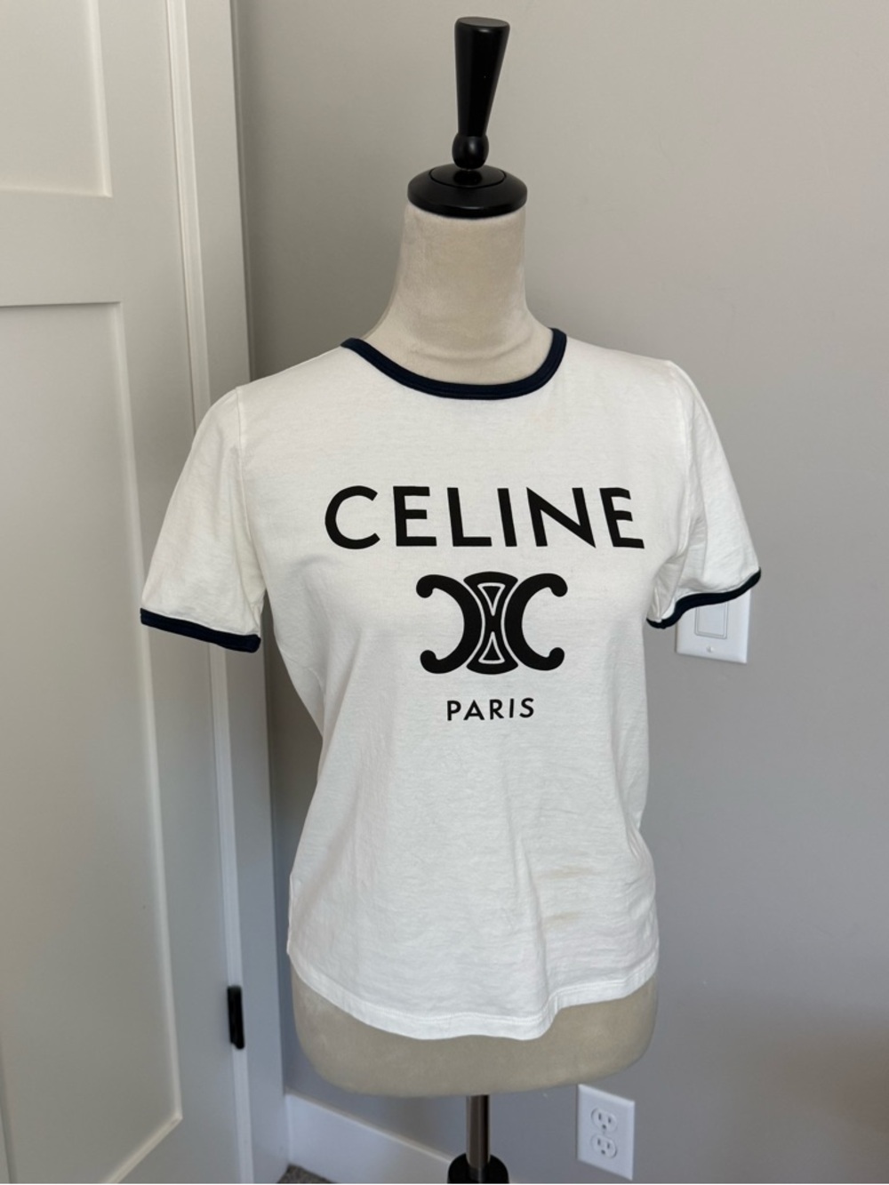 CELINE Paris White Cotton Tee size S